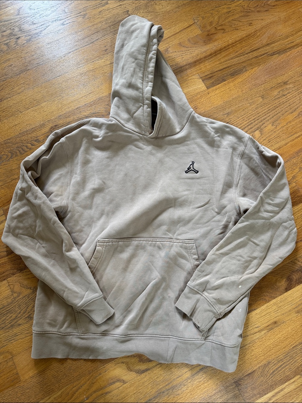 Vintage Jordan Hooded Pullover Sweatshirt in Light Taupe, size medium.